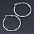 Medium, Thin Silver Tone Square Tube Round Hoop Earrings - 40mm D - view 6