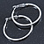 Medium, Thin Silver Tone Square Tube Round Hoop Earrings - 40mm D - view 4