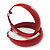 Wide Medium Red Enamel Hoop Earrings - 40mm Diameter