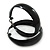 Wide Medium Black Enamel Hoop Earrings - 45mm Diameter - view 2