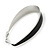 Rhodium Plated Black Enamel Oval Hoop Earrings - 6cm Length - view 3
