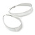 Rhodium Plated White Enamel Oval Hoop Earrings - 7.5cm Long - view 8