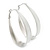 Rhodium Plated White Enamel Oval Hoop Earrings - 7.5cm Long - view 10