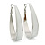 Rhodium Plated White Enamel Oval Hoop Earrings - 7.5cm Long - view 5