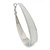 Rhodium Plated White Enamel Oval Hoop Earrings - 7.5cm Long - view 6