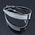 Rhodium Plated White Enamel Oval Hoop Earrings - 7.5cm Long - view 2