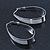 Rhodium Plated White Enamel Oval Hoop Earrings - 7.5cm Long - view 3