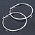 Large Thin Silver Tone Square Tube Round Hoop Earrings - 60mm - view 5