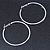 Large Thin Silver Tone Square Tube Round Hoop Earrings - 60mm - view 7