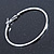 Large Thin Silver Tone Square Tube Round Hoop Earrings - 60mm - view 6