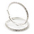 Large Light Silver Tone Mesh Hoop Earrings - 65mm Diameter - view 2