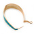 Gold Plated Teal Enamel Oval Hoop Earrings - 6cm Length - view 6