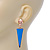 Blue Enamel Triangular Skull Drop Earrings In Gold Plating - 65mm Length - view 2