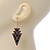 Black, Grey Enamel Crystal Triangular Drop Earrings In Gold Plating - 60mm Length - view 2
