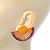 Yellow, Orange Enamel 'Half Moon' Egyptian Style Stud Earrings In Gold Plating - 45mm Width - view 4