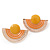 Yellow, Orange Enamel 'Half Moon' Egyptian Style Stud Earrings In Gold Plating - 45mm Width - view 8