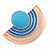 Light Blue Enamel 'Half Moon' Egyptian Style Stud Earrings In Gold Plating - 45mm Width - view 5