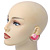 Light/ Deep Pink Enamel 'Half Moon' Egyptian Style Stud Earrings In Gold Plating - 45mm Width - view 2