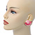 Light/ Deep Pink Enamel 'Half Moon' Egyptian Style Stud Earrings In Gold Plating - 45mm Width - view 9