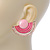 Light/ Deep Pink Enamel 'Half Moon' Egyptian Style Stud Earrings In Gold Plating - 45mm Width - view 6