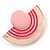 Light/ Deep Pink Enamel 'Half Moon' Egyptian Style Stud Earrings In Gold Plating - 45mm Width - view 5
