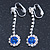 Clear/ Sapphire Blue Crystal Clip-On Drop Earrings In Rhodium Plating - 50mm L - view 3
