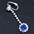Clear/ Sapphire Blue Crystal Clip-On Drop Earrings In Rhodium Plating - 50mm L - view 4
