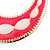 Long Lightweight Neon Pink/ White Enamel Oval Hoop Earrings In Gold Plating - 85mm Drop - view 3