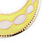 Long Lightweight Neon Yellow/ White Enamel Oval Hoop Earrings In Gold Plating - 85mm Drop - view 4