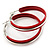 Medium Red Enamel Hoop Earrings In Silver Tone - 40mm Diameter - view 3