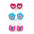 Children's/ Teen's / Kid's Fimo Pink Heart, Light Blue Flower & Pink Butterfly Stud Earrings Set - 10mm Across - view 6