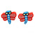 Children's/ Teen's / Kid's Fimo Deep Pink Flower, Pink Candy & Red/Blue Butterfly Stud Earrings Set - 10mm Across - view 5