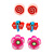 Children's/ Teen's / Kid's Fimo Deep Pink Flower, Pink Candy & Red/Blue Butterfly Stud Earrings Set - 10mm Across - view 2