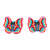 Children's/ Teen's / Kid's Fimo Pink Heart, Pink Butterfly & Purple Butterfly Stud Earrings Set - 10mm Across - view 4
