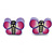 Children's/ Teen's / Kid's Fimo Pink Heart, Pink Butterfly & Purple Butterfly Stud Earrings Set - 10mm Across - view 5