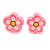 Children's/ Teen's / Kid's Fimo Pink Flower, White/Green Flower & Black/Blue Butterfly Stud Earrings Set - 10mm Across - view 2