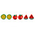 Children's/ Teen's / Kid's Fimo Red/Green Watermelon, Red/Green Apple & Green/Yellow Melon Fruit Stud Earrings Set - 10mm Across - view 5