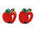 Children's/ Teen's / Kid's Fimo Red/Green Watermelon, Red/Green Apple & Green/Yellow Melon Fruit Stud Earrings Set - 10mm Across - view 3