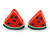 Children's/ Teen's / Kid's Fimo Red/Green Watermelon, Red/Green Apple & Green/Yellow Melon Fruit Stud Earrings Set - 10mm Across - view 4