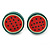 Children's/ Teen's / Kid's Fimo Red Strawberry, Green/Red Watermelon & Red/Green Apple Fruit Stud Earrings Set - 10mm Across - view 3