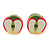 Children's/ Teen's / Kid's Fimo Red Strawberry, Green/Red Watermelon & Red/Green Apple Fruit Stud Earrings Set - 10mm Across - view 2