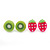 Children's/ Teen's / Kid's Fimo Red Tomato, Deep Pink Strawberry & Light Green Kiwi Fruit Stud Earrings Set - 10mm Across - view 8