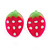 Children's/ Teen's / Kid's Fimo Red Tomato, Deep Pink Strawberry & Light Green Kiwi Fruit Stud Earrings Set - 10mm Across - view 2