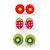 Children's/ Teen's / Kid's Fimo Red Tomato, Deep Pink Strawberry & Light Green Kiwi Fruit Stud Earrings Set - 10mm Across