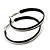 Large Black Enamel Hoop Earrings In Silver Tone - 50mm Diameter - view 4
