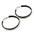 Large Black Enamel Hoop Earrings In Silver Tone - 50mm Diameter - view 5
