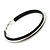 Large Black Enamel Hoop Earrings In Silver Tone - 50mm Diameter - view 3