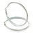 Large White Enamel Hoop Earrings In Silver Tone - 60mm Diameter - view 6