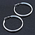 Large White Enamel Hoop Earrings In Silver Tone - 60mm Diameter - view 7