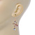 Clear Crystal, Light Pink Cat Eye Stone Butterfly Drop Earrings In Gold Plating - 50mm Length - view 4